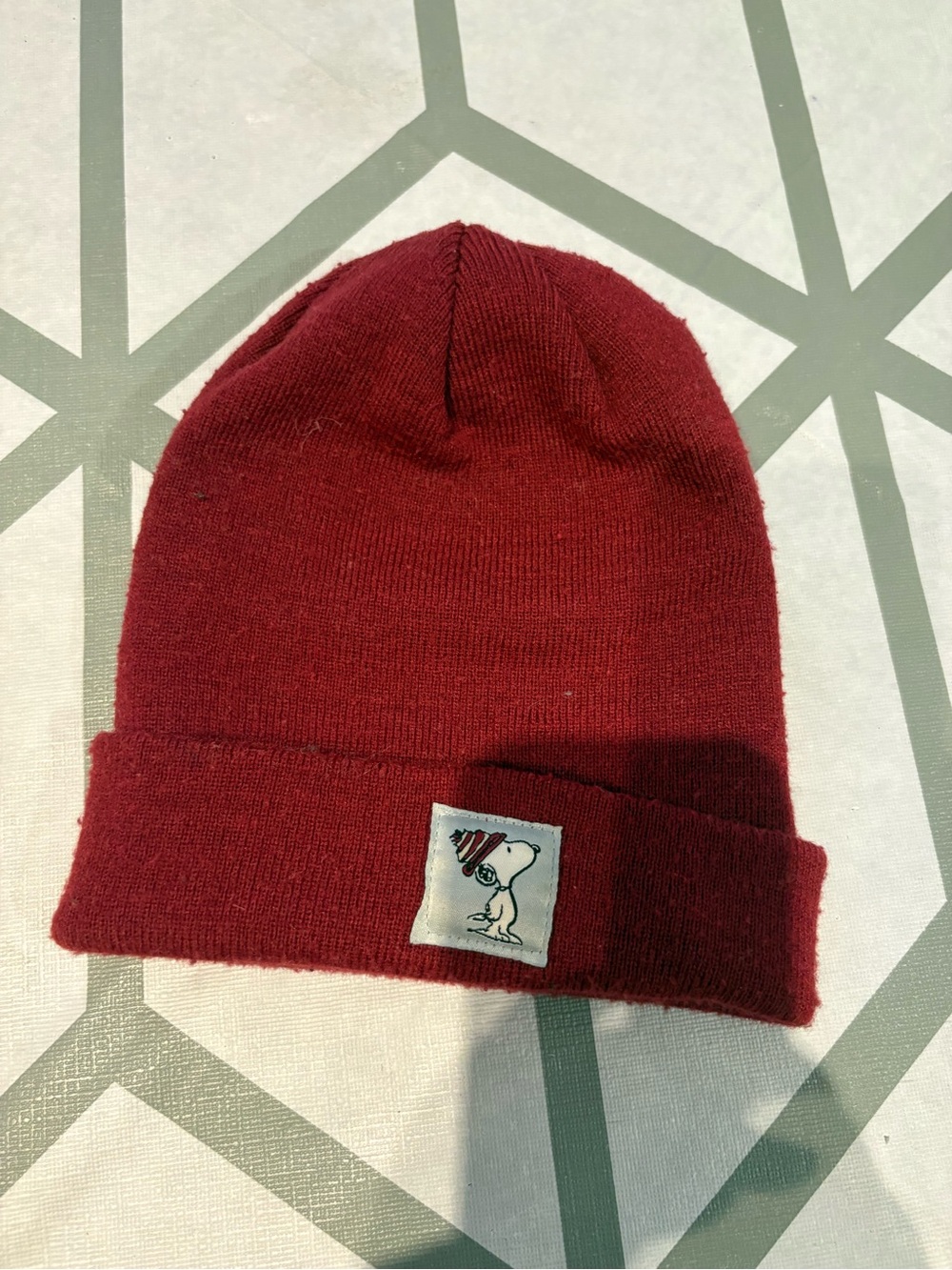 Zara Kids Maroon Beanie with Snoopy Patch